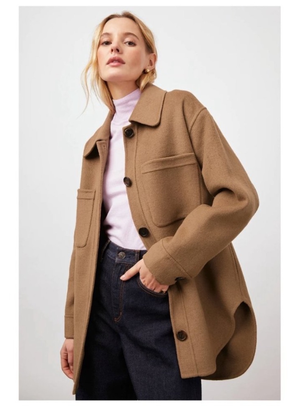 Rails Connie Button Front Shirt Jacket in Camel